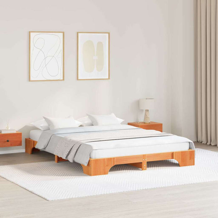 Cadru de pat Maroniu cerat 140 x 200 cm Lemn de pin masiv - WALTI WALTI