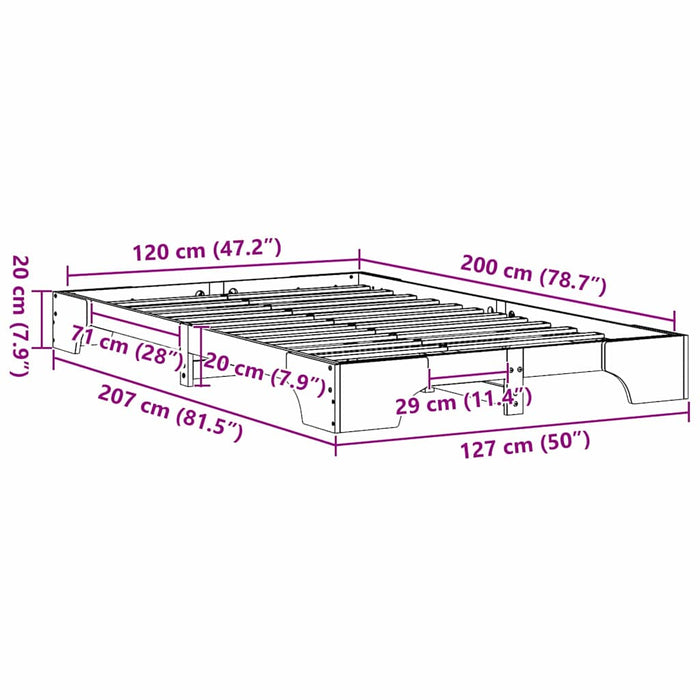 Cadru de pat Alb 120 x 200 cm Lemn de pin masiv - WALTI WALTI