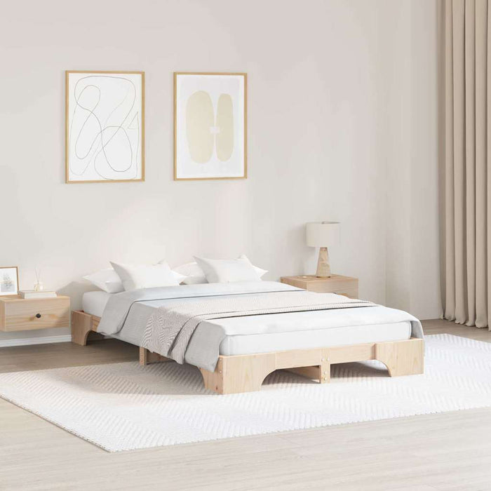 Cadru de pat natural 140 x 190 cm Lemn de pin masiv - WALTI WALTI