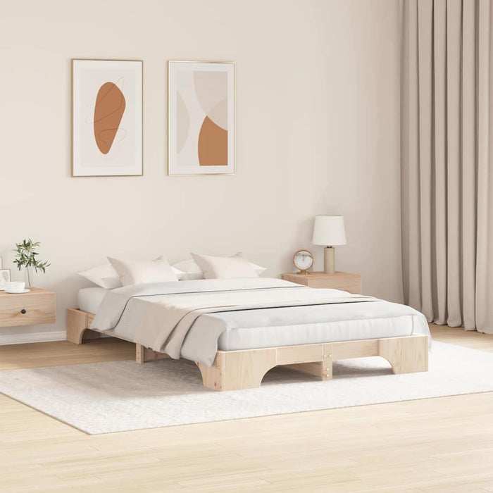 Cadru de pat natural 135 x 190 cm Lemn de pin masiv - WALTI WALTI