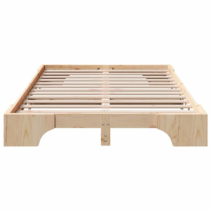 Cadru de pat natural 135 x 190 cm Lemn de pin masiv - WALTI WALTI
