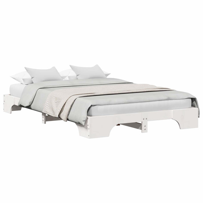 Cadru de pat Alb 135 x 190 cm Lemn de pin masiv - WALTI WALTI