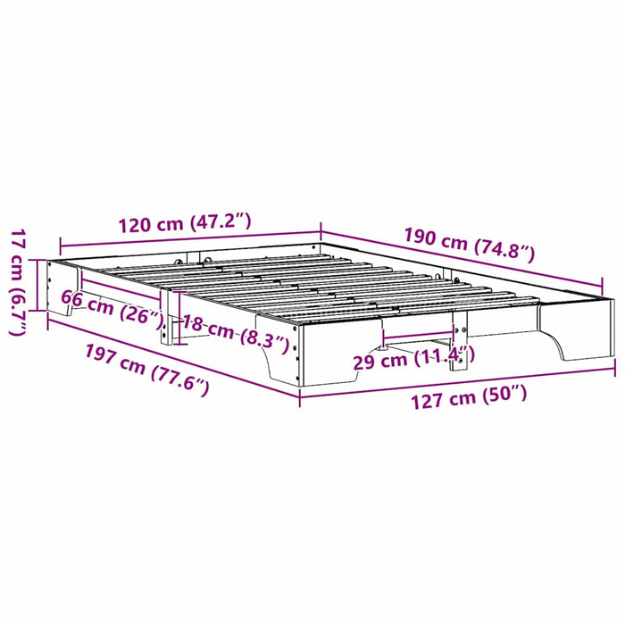 Cadru de pat Alb 120 x 190 cm Lemn de pin masiv - WALTI WALTI