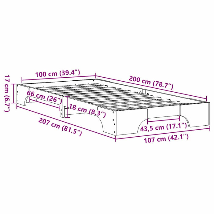 Cadru de pat Alb 100 x 200 cm Lemn de pin masiv - WALTI WALTI