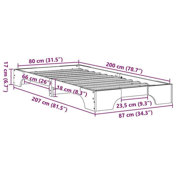 Cadru de pat natural 80 x 200 cm Lemn de pin masiv - WALTI WALTI