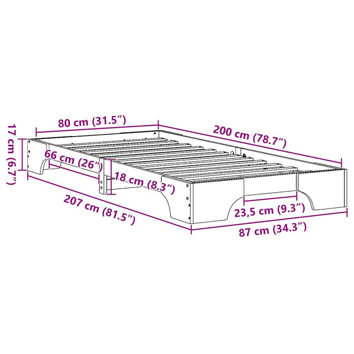 Cadru de pat Maroniu cerat 80 x 200 cm Lemn de pin masiv - WALTI WALTI