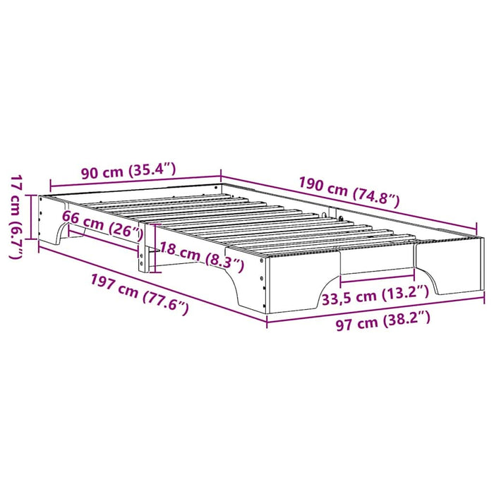 Cadru de pat Alb 90 x 190 cm Lemn de pin masiv - WALTI WALTI