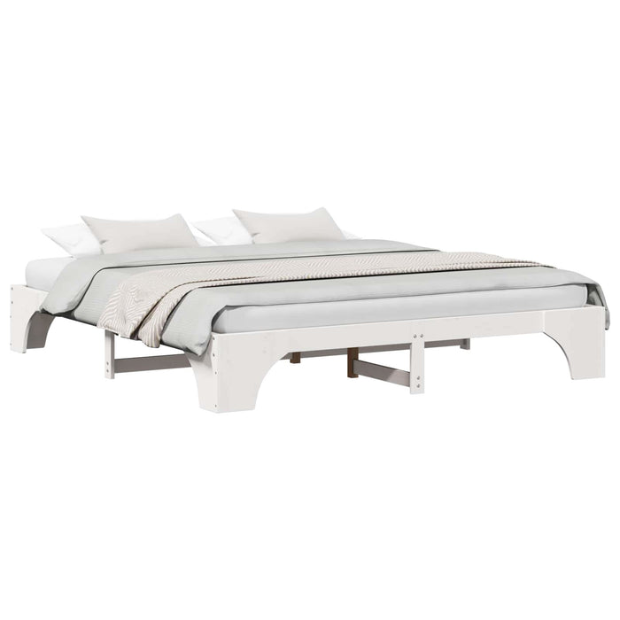 Cadru de pat Alb 200 x 200 cm Lemn de pin masiv - WALTI WALTI