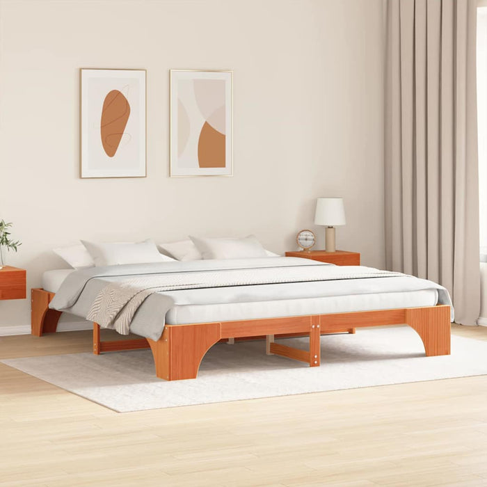 Cadru de pat Maroniu cerat 200 x 200 cm Lemn de pin masiv - WALTI WALTI