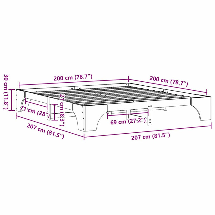 Cadru de pat Maroniu cerat 200 x 200 cm Lemn de pin masiv - WALTI WALTI
