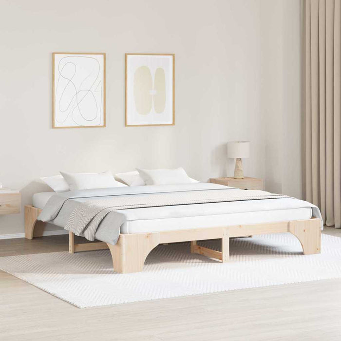 Cadru de pat natural 180 x 200 cm Lemn de pin masiv - WALTI WALTI