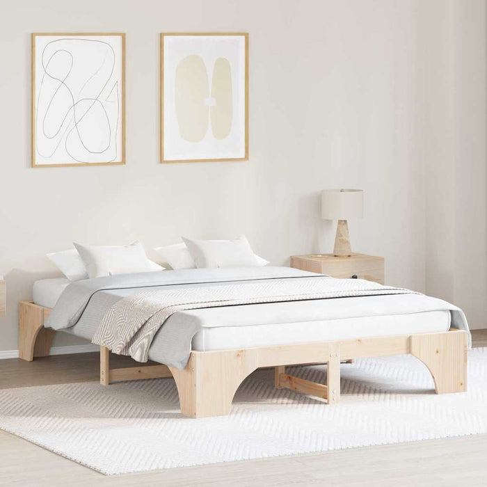 Cadru de pat natural 160 x 200 cm Lemn de pin masiv - WALTI WALTI