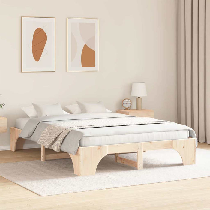 Cadru de pat natural 160 x 200 cm Lemn de pin masiv - WALTI WALTI