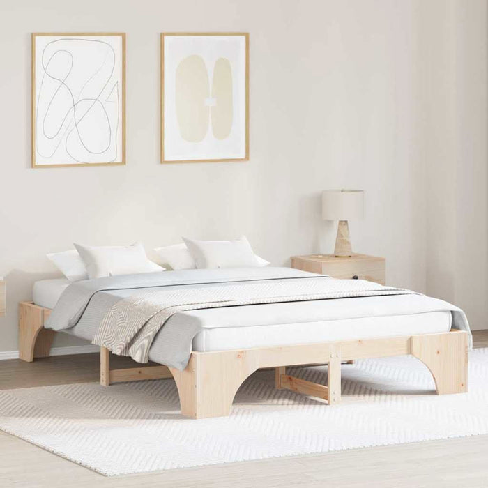 Cadru de pat natural 150 x 200 cm Lemn de pin masiv - WALTI WALTI