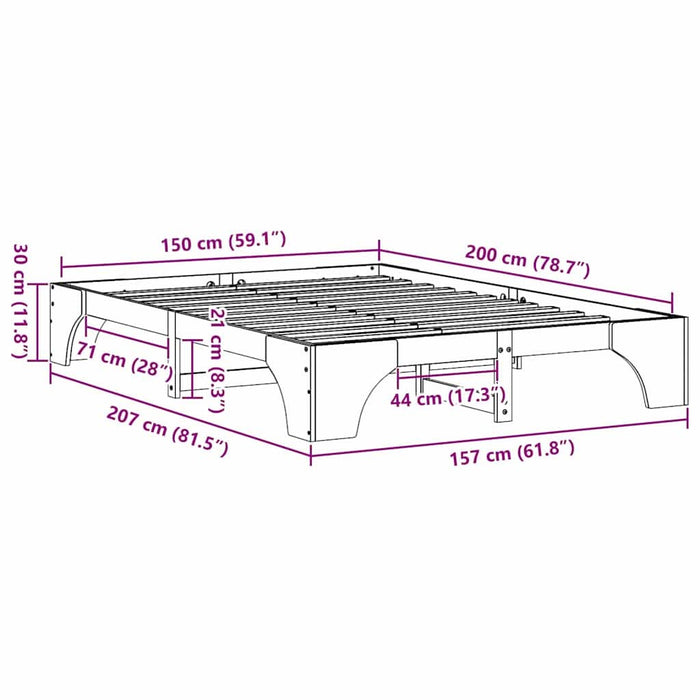 Cadru de pat natural 150 x 200 cm Lemn de pin masiv - WALTI WALTI