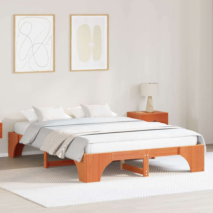 Cadru de pat Maroniu cerat 140 x 200 cm Lemn de pin masiv - WALTI WALTI