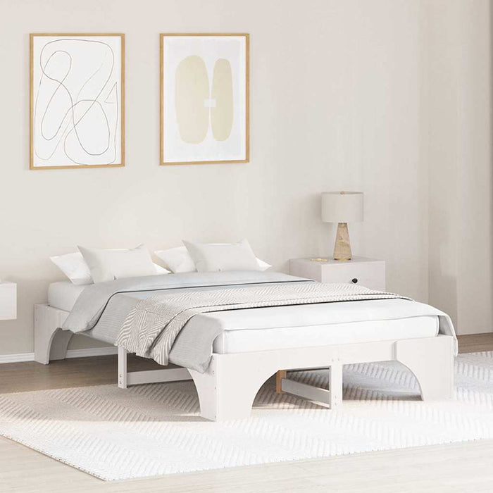 Cadru de pat Alb 135 x 190 cm Lemn de pin masiv - WALTI WALTI
