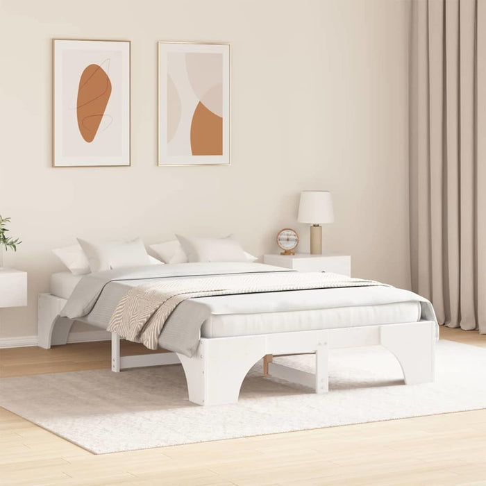 Cadru de pat Alb 135 x 190 cm Lemn de pin masiv - WALTI WALTI