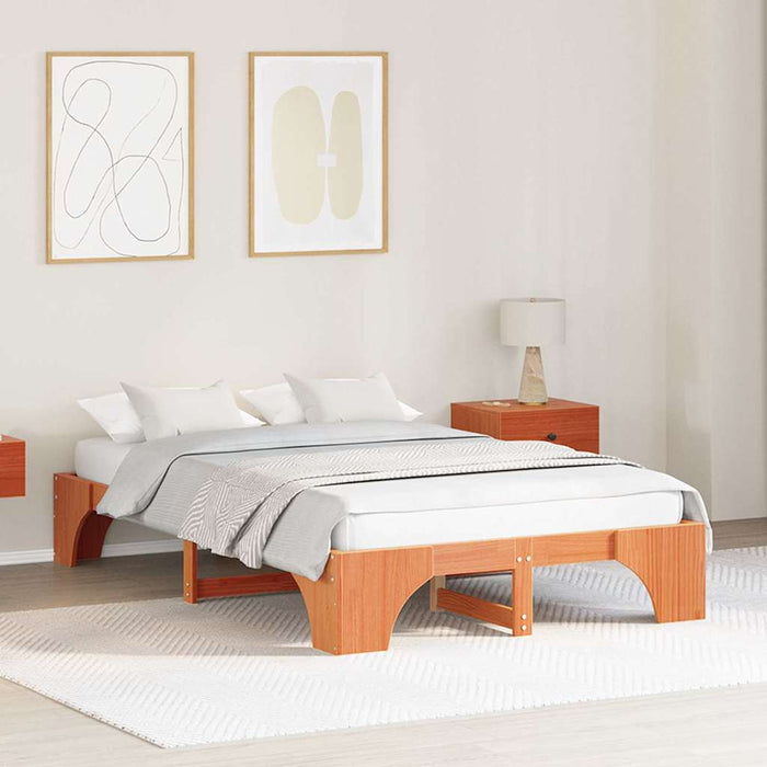 Cadru de pat Maroniu cerat 120 x 190 cm Lemn de pin masiv - WALTI WALTI