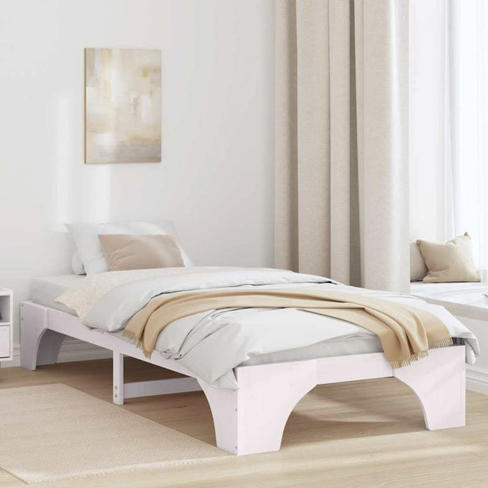 Cadru de pat Alb 100 x 200 cm Lemn de pin masiv - WALTI WALTI