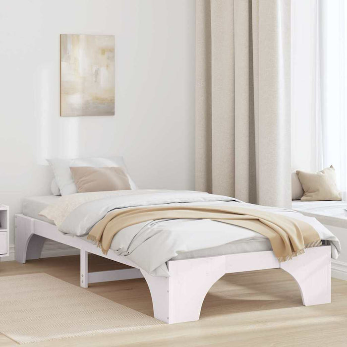 Cadru de pat Alb 75 x 190 cm Lemn de pin masiv - WALTI WALTI