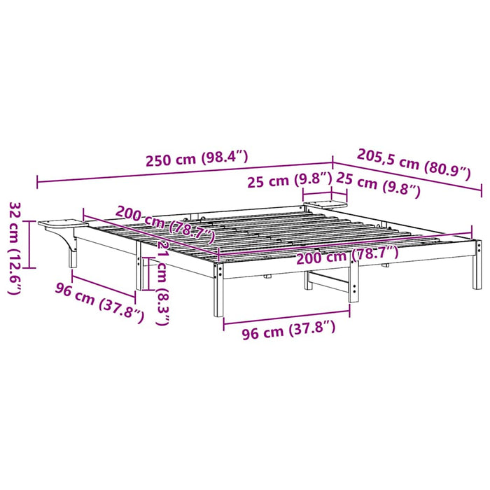 Cadru de pat Alb 200 x 200 cm Lemn de pin masiv - WALTI WALTI