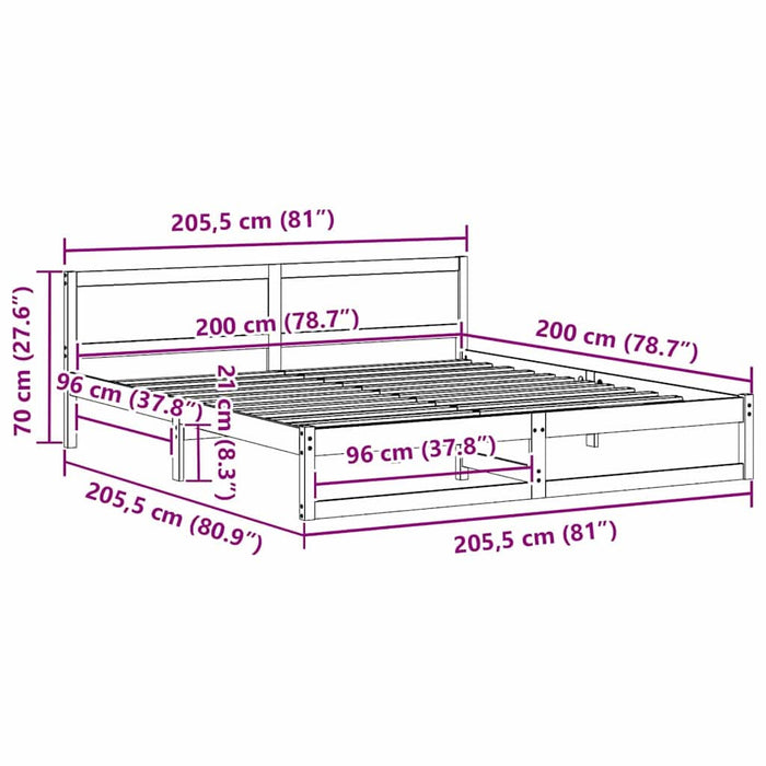 Cadru de pat natural 200 x 200 cm Lemn de pin masiv - WALTI WALTI