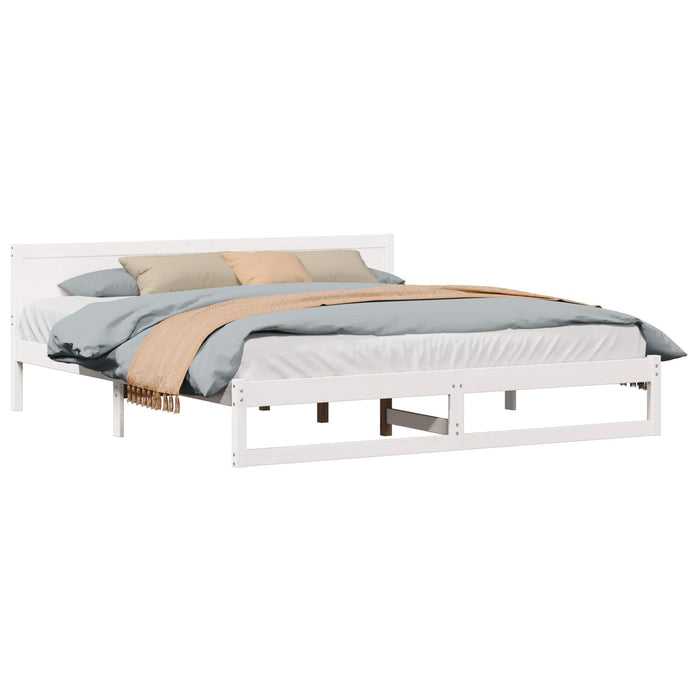 Cadru de pat cu headboard Alb 200 x 200 cm Lemn de pin masiv - WALTI WALTI