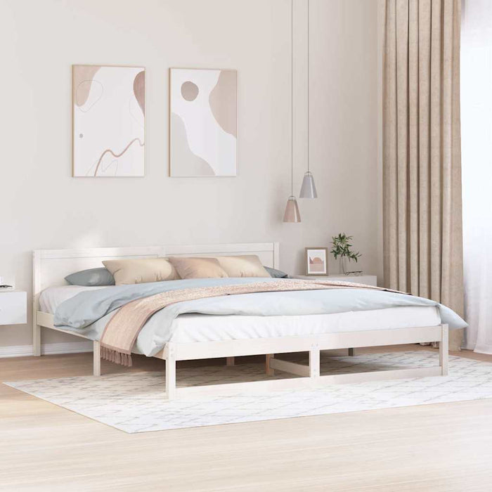 Cadru de pat cu headboard Alb 180 x 200 cm Lemn de pin masiv - WALTI WALTI