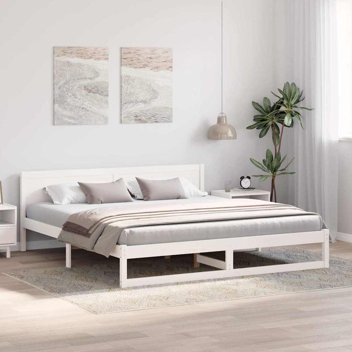 Cadru de pat cu headboard Alb 180 x 200 cm Lemn de pin masiv - WALTI WALTI
