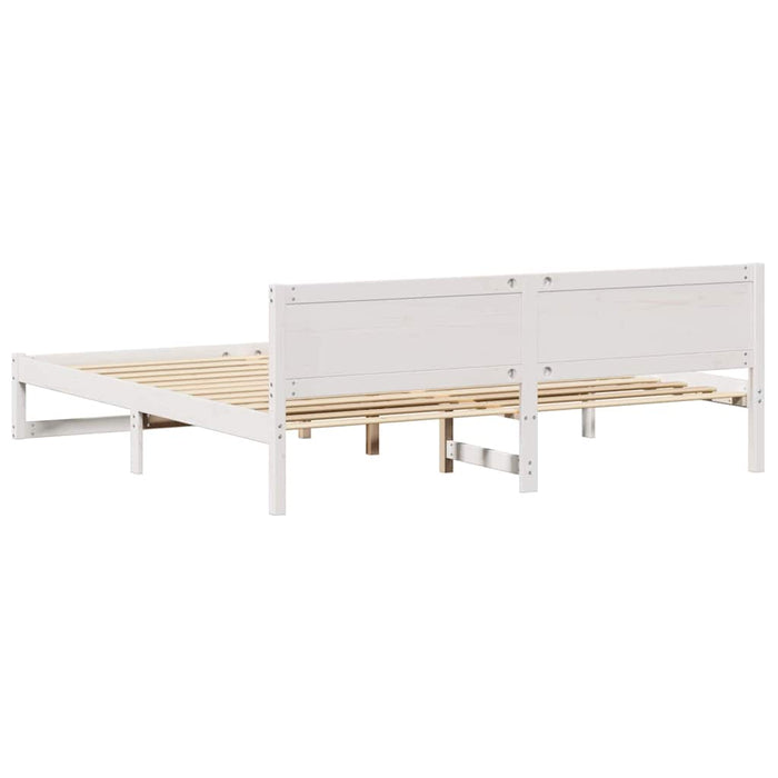 Cadru de pat cu headboard Alb 180 x 200 cm Lemn de pin masiv - WALTI WALTI