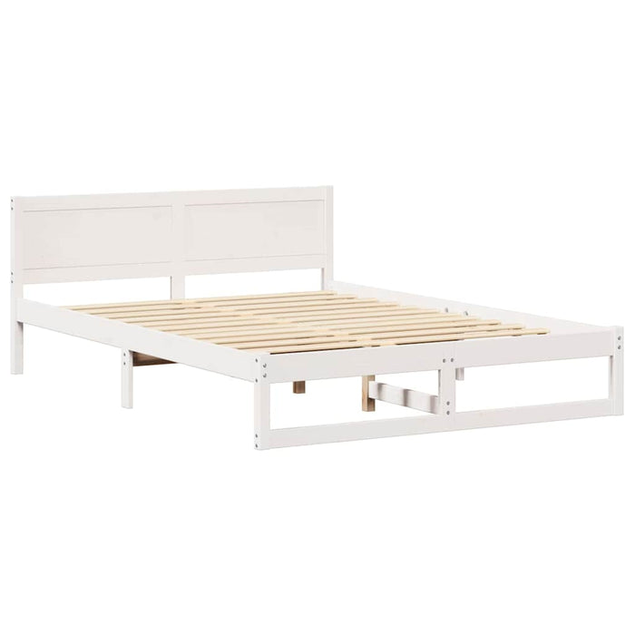 Cadru de pat cu headboard Alb 160 x 200 cm Lemn de pin masiv - WALTI WALTI