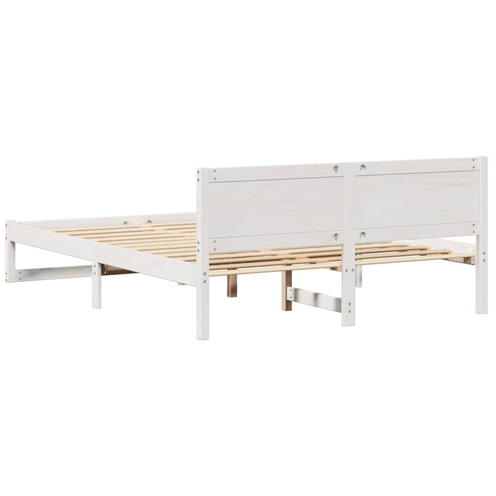 Cadru de pat cu headboard Alb 160 x 200 cm Lemn de pin masiv - WALTI WALTI