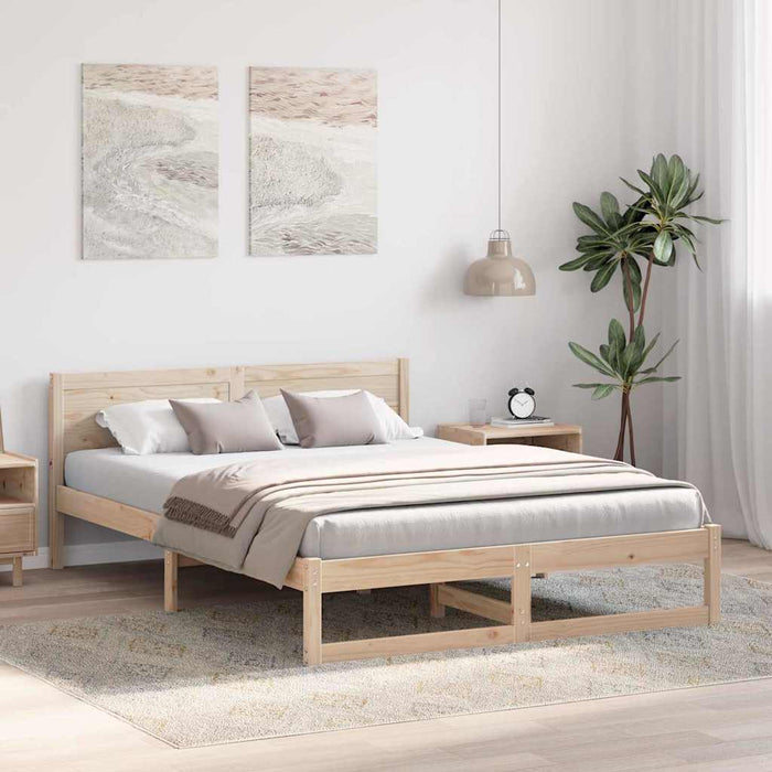 Cadru de pat natural 140 x 200 cm Lemn de pin masiv - WALTI WALTI