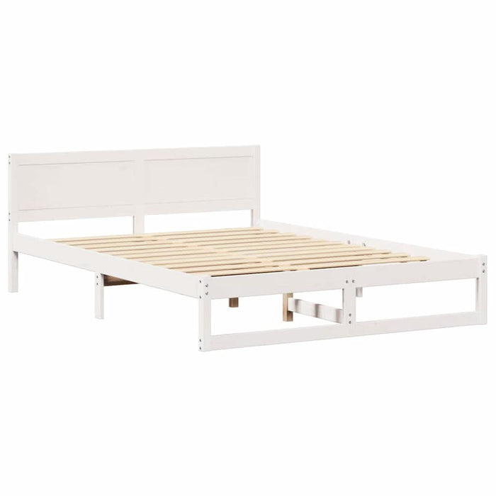 Cadru de pat cu headboard Alb 140 x 200 cm Lemn de pin masiv - WALTI WALTI
