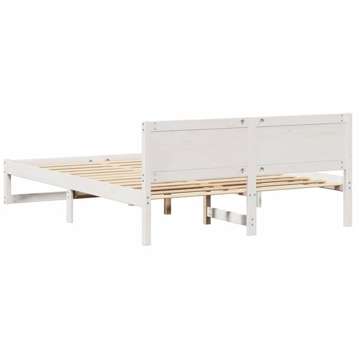 Cadru de pat cu headboard Alb 140 x 200 cm Lemn de pin masiv - WALTI WALTI