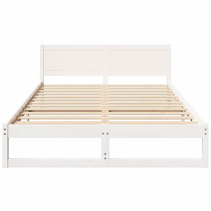 Cadru de pat cu headboard Alb 140 x 200 cm Lemn de pin masiv - WALTI WALTI