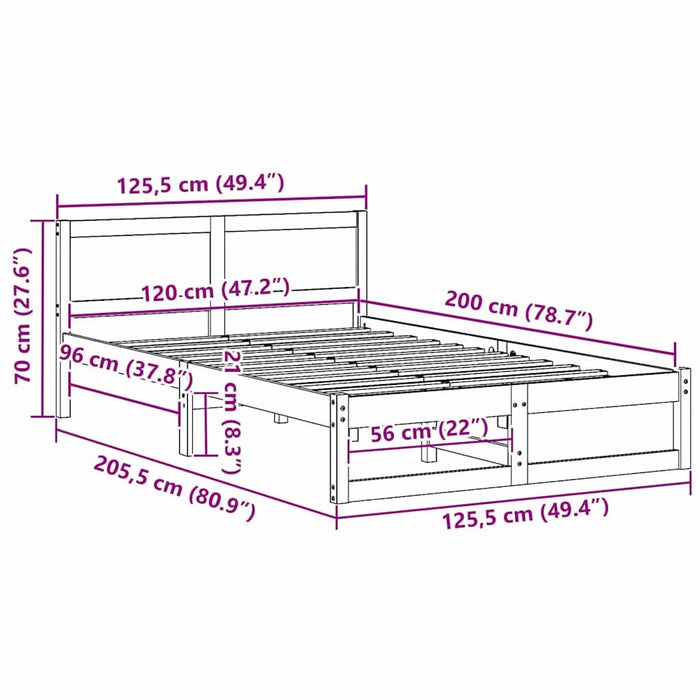 Cadru de pat cu headboard Alb 120 x 200 cm Lemn de pin masiv - WALTI WALTI