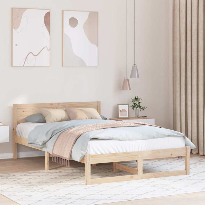 Cadru de pat natural 140 x 190 cm Lemn de pin masiv - WALTI WALTI