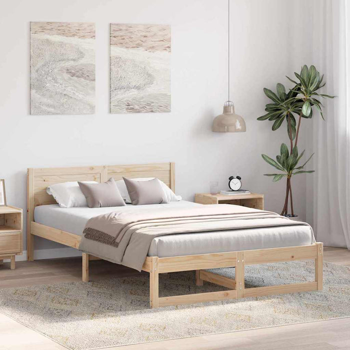 Cadru de pat natural 140 x 190 cm Lemn de pin masiv - WALTI WALTI
