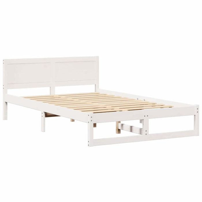 Cadru de pat cu headboard Alb 140 x 190 cm Lemn de pin masiv - WALTI WALTI