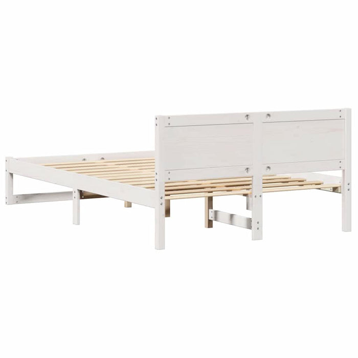 Cadru de pat cu headboard Alb 140 x 190 cm Lemn de pin masiv - WALTI WALTI