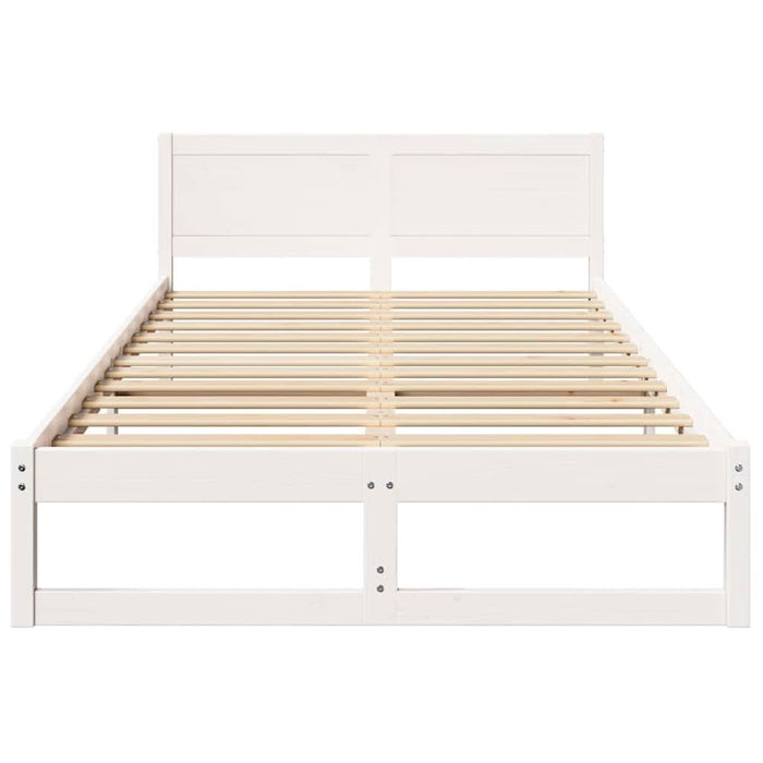 Cadru de pat cu headboard Alb 140 x 190 cm Lemn de pin masiv - WALTI WALTI