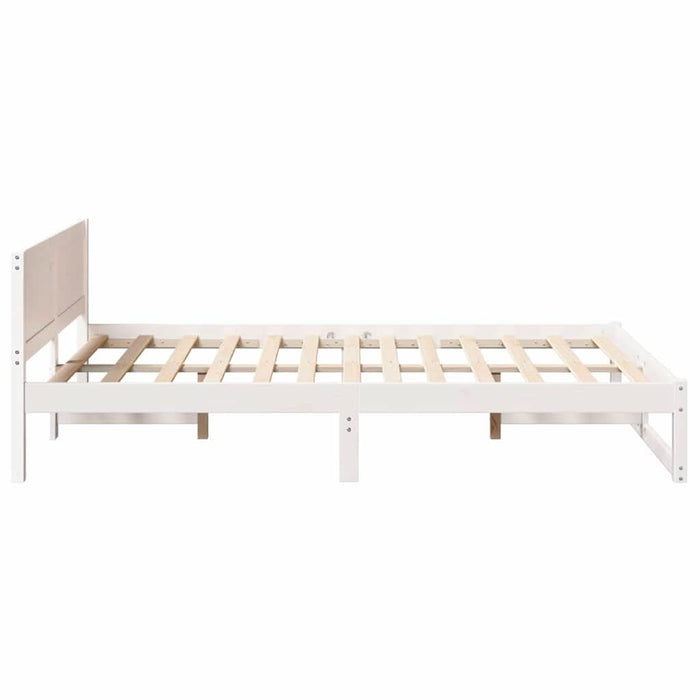Cadru de pat cu headboard Alb 140 x 190 cm Lemn de pin masiv - WALTI WALTI