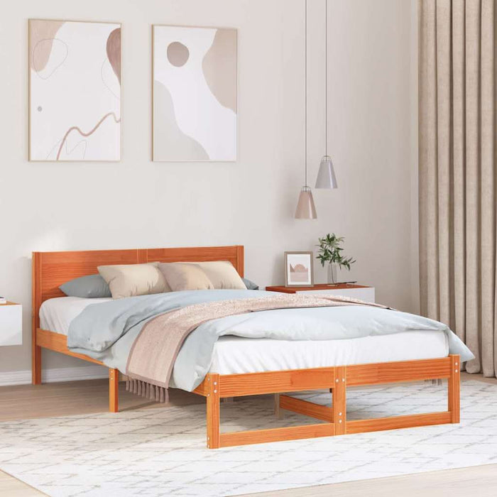 Cadru de pat Maroniu cerat 135 x 190 cm Lemn de pin masiv - WALTI WALTI
