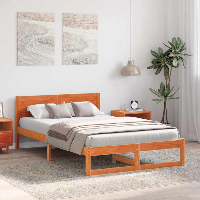 Cadru de pat Maroniu cerat 135 x 190 cm Lemn de pin masiv - WALTI WALTI