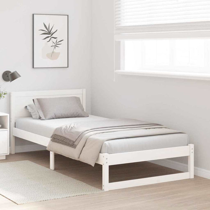 Cadru de pat cu headboard Alb 100 x 200 cm Lemn de pin masiv - WALTI WALTI