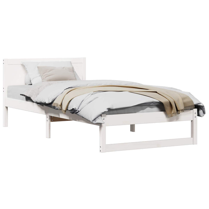 Cadru de pat cu headboard Alb 80 x 200 cm Lemn de pin masiv - WALTI WALTI