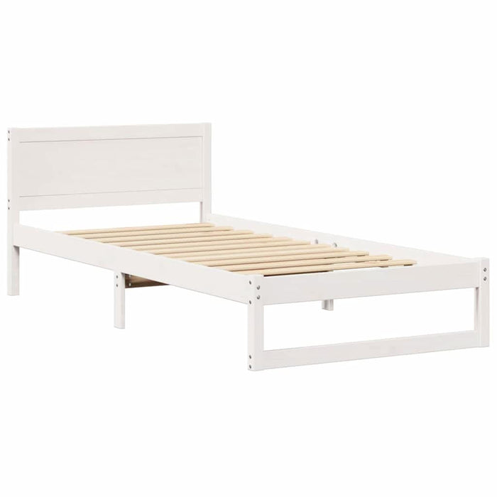 Cadru de pat cu headboard Alb 80 x 200 cm Lemn de pin masiv - WALTI WALTI