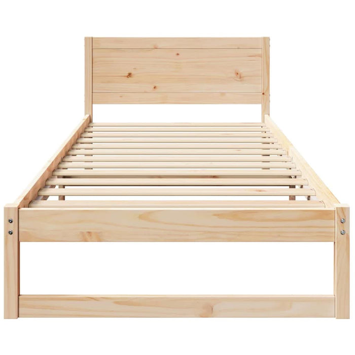 Cadru de pat cu headboard natural 90 x 190 cm Lemn de pin masiv - WALTI WALTI